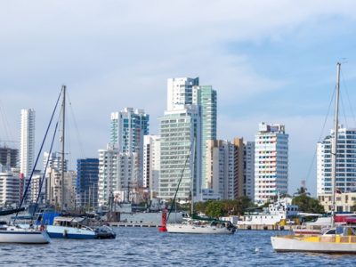 Boats in Cartagena Colombia tourist dock