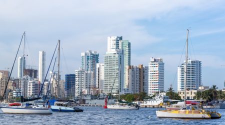 Boats in Cartagena Colombia tourist dock