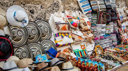 The souvenir street shop in town of Cartagena, Colombia